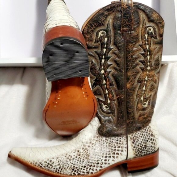 (SOLD on EBay) FORASTERO Men's Leather, Python Skin, Western Boots-Brn&Wht-Sz:8W - Picture 8 of 14